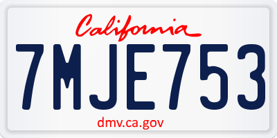 CA license plate 7MJE753