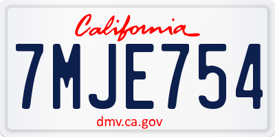 CA license plate 7MJE754