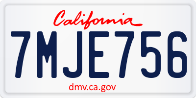 CA license plate 7MJE756