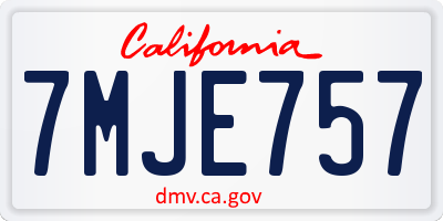 CA license plate 7MJE757