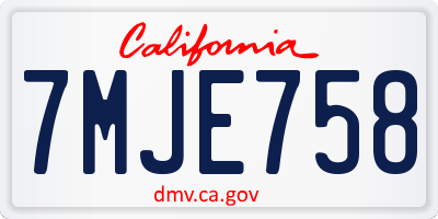 CA license plate 7MJE758