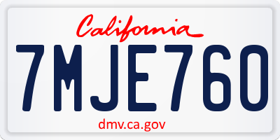 CA license plate 7MJE760