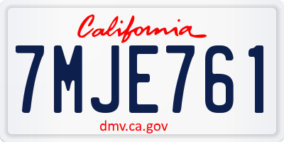CA license plate 7MJE761