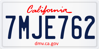 CA license plate 7MJE762