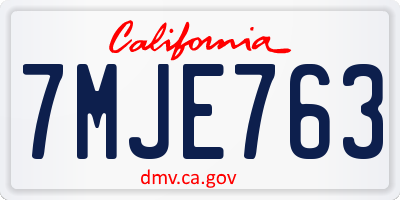 CA license plate 7MJE763