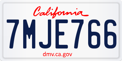 CA license plate 7MJE766