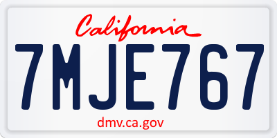 CA license plate 7MJE767