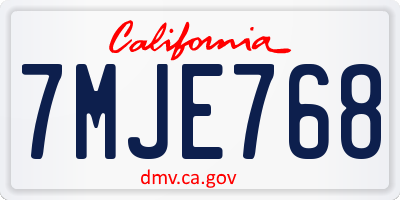 CA license plate 7MJE768