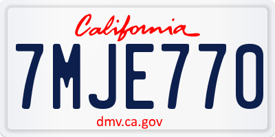 CA license plate 7MJE770