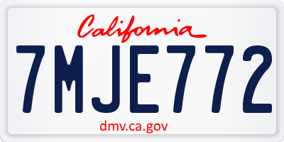 CA license plate 7MJE772