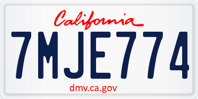 CA license plate 7MJE774