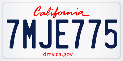 CA license plate 7MJE775