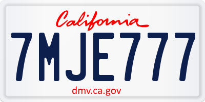 CA license plate 7MJE777