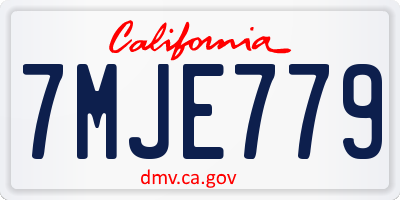 CA license plate 7MJE779