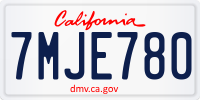 CA license plate 7MJE780