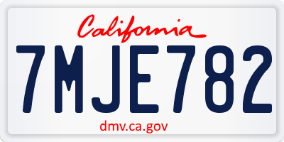 CA license plate 7MJE782
