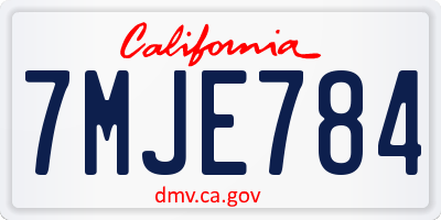 CA license plate 7MJE784