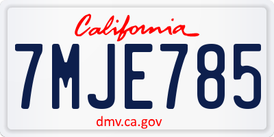 CA license plate 7MJE785
