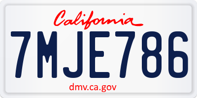 CA license plate 7MJE786