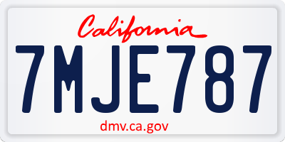 CA license plate 7MJE787