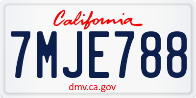 CA license plate 7MJE788