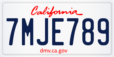 CA license plate 7MJE789