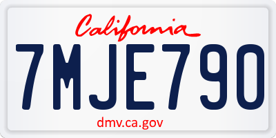 CA license plate 7MJE790