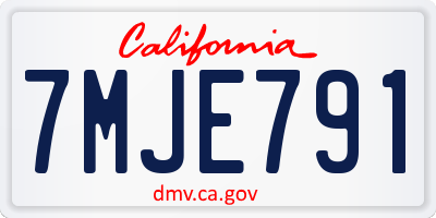 CA license plate 7MJE791