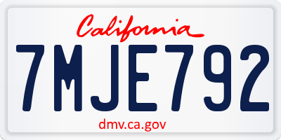 CA license plate 7MJE792