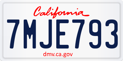 CA license plate 7MJE793