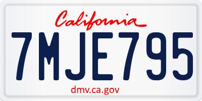 CA license plate 7MJE795
