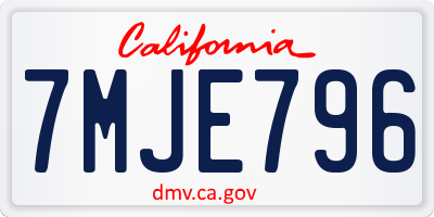 CA license plate 7MJE796