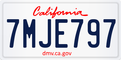 CA license plate 7MJE797
