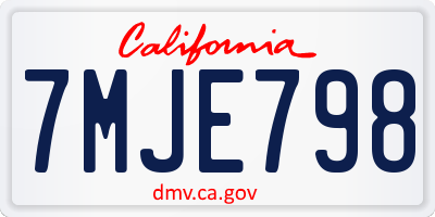 CA license plate 7MJE798