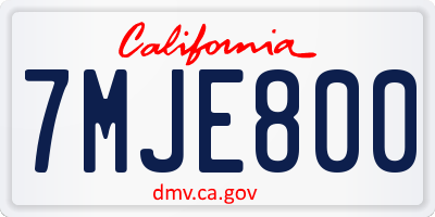 CA license plate 7MJE800