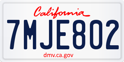 CA license plate 7MJE802