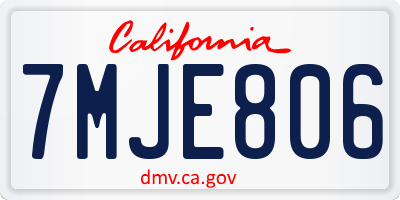 CA license plate 7MJE806