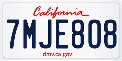 CA license plate 7MJE808
