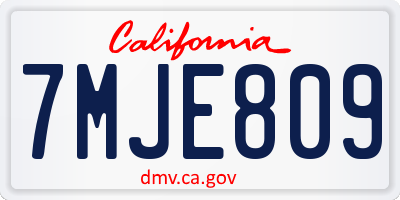 CA license plate 7MJE809
