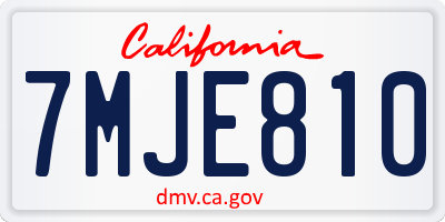 CA license plate 7MJE810