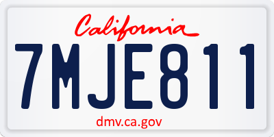 CA license plate 7MJE811