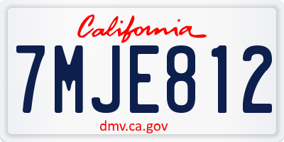 CA license plate 7MJE812