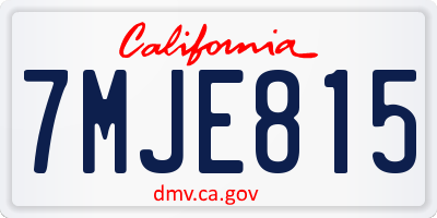 CA license plate 7MJE815