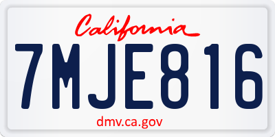 CA license plate 7MJE816