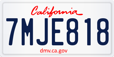CA license plate 7MJE818