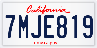 CA license plate 7MJE819