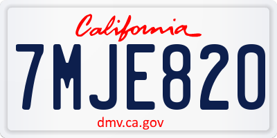 CA license plate 7MJE820