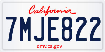 CA license plate 7MJE822