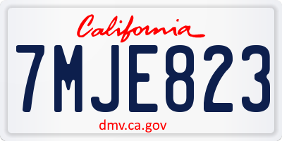 CA license plate 7MJE823