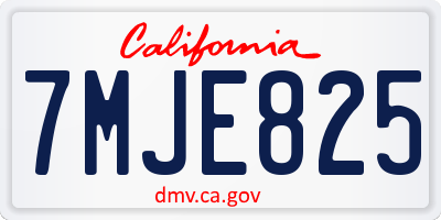 CA license plate 7MJE825